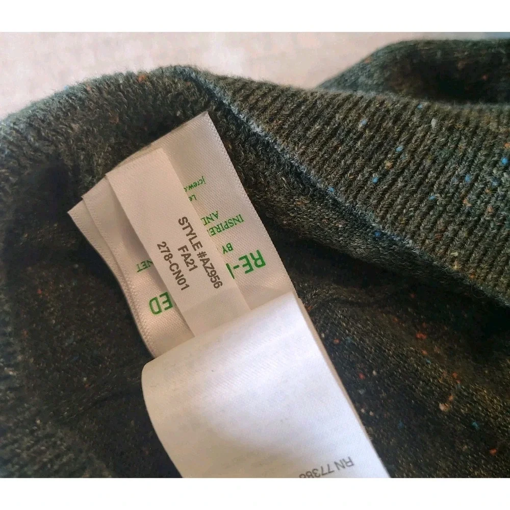 J. Crew Knit Dark Green Cotton Silk Donegal Henley Sweater Men's Size L ‎ A1